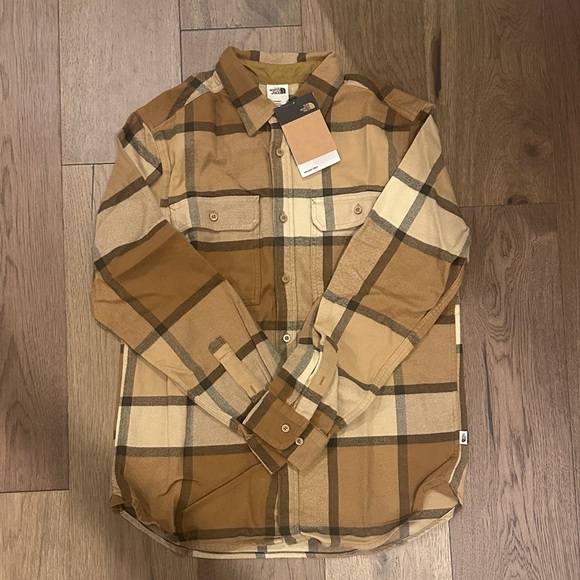 The North Face Brown and Tan Plaid Shirt